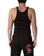 Dolce & Gabbana Brown Sleeveless Round Neck Tank Top T-shirt - Zeiniez