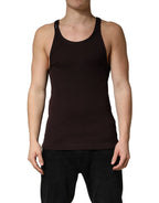 Dolce & Gabbana Brown Sleeveless Round Neck Tank Top T-shirt - Zeiniez