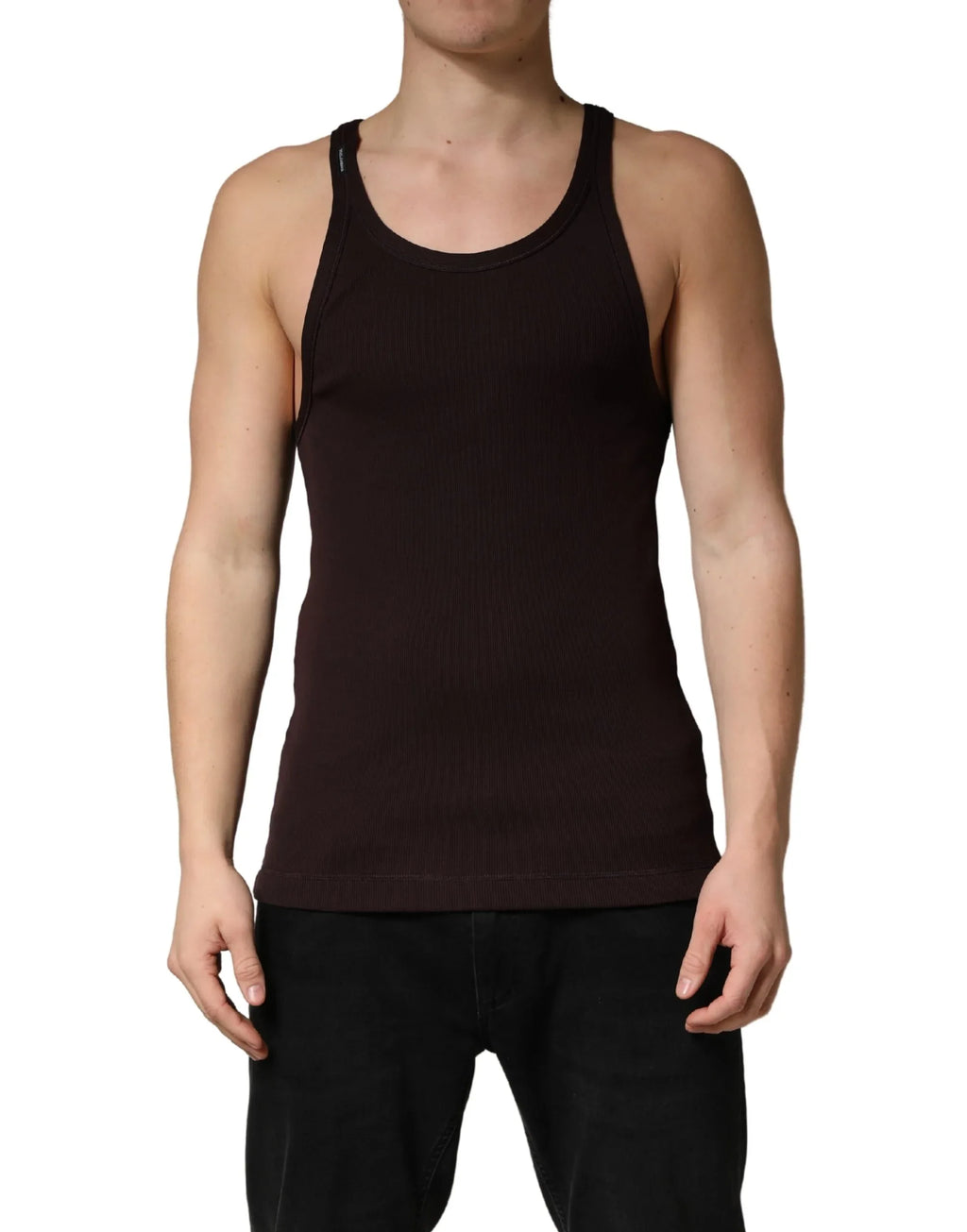 Dolce & Gabbana Brown Sleeveless Round Neck Tank Top T-shirt - Zeiniez