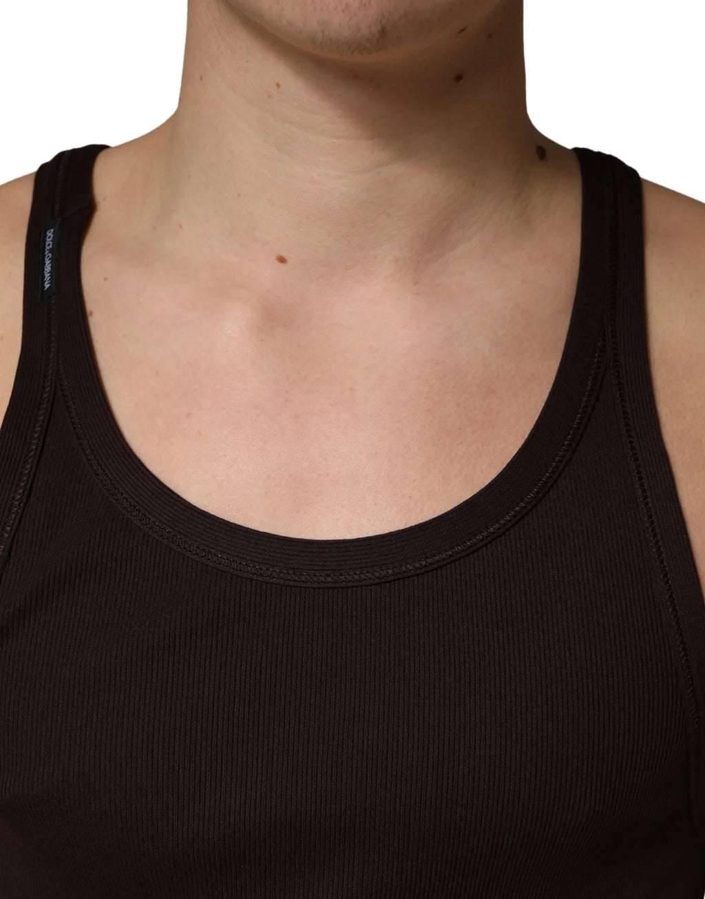 Dolce & Gabbana Brown Sleeveless Round Neck Tank Top T-shirt - Zeiniez