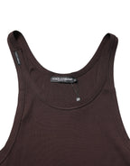 Dolce & Gabbana Brown Sleeveless Round Neck Tank Top T-shirt - Zeiniez