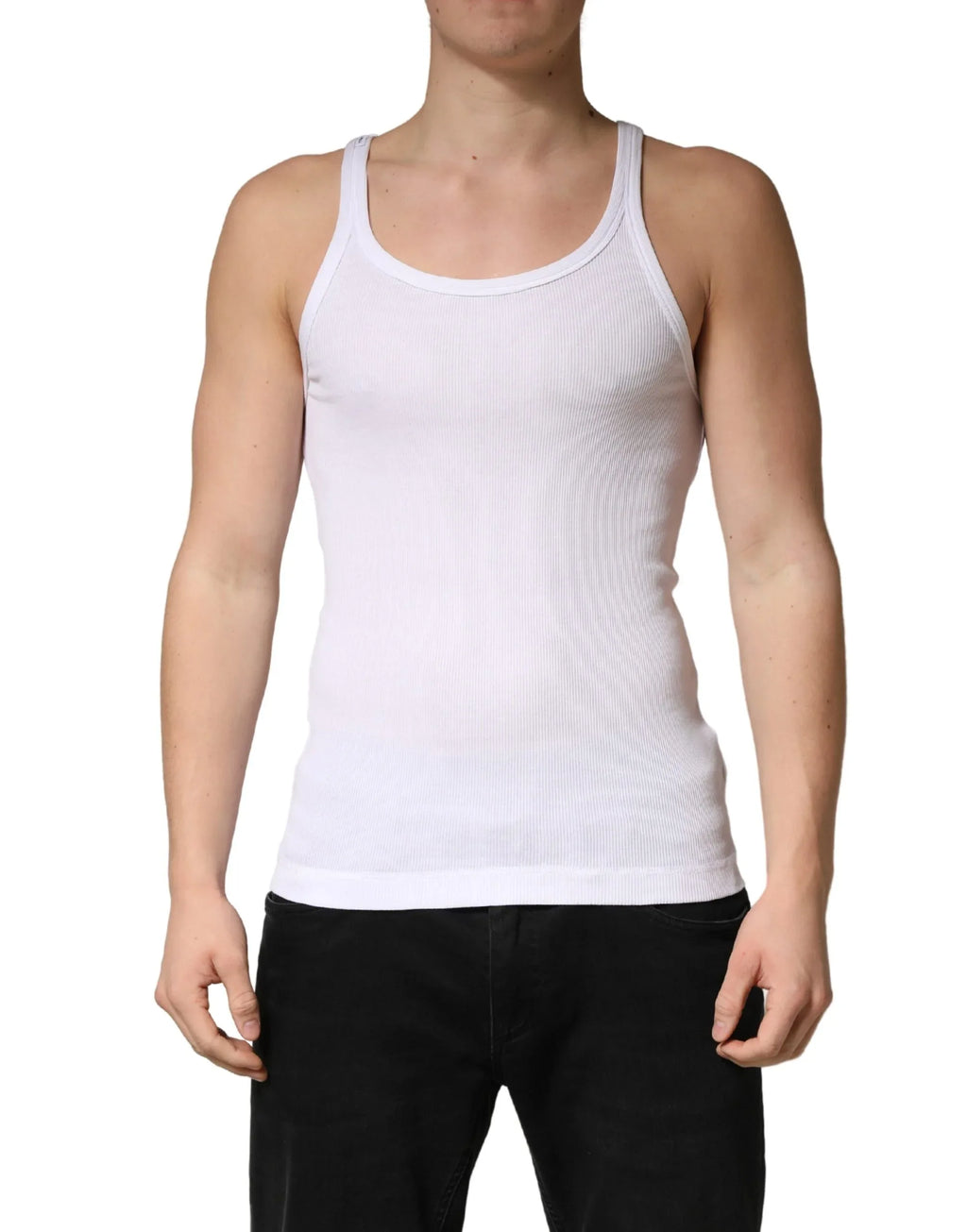 Dolce & Gabbana White Sleeveless Round Neck Tank Top T-shirt - Zeiniez