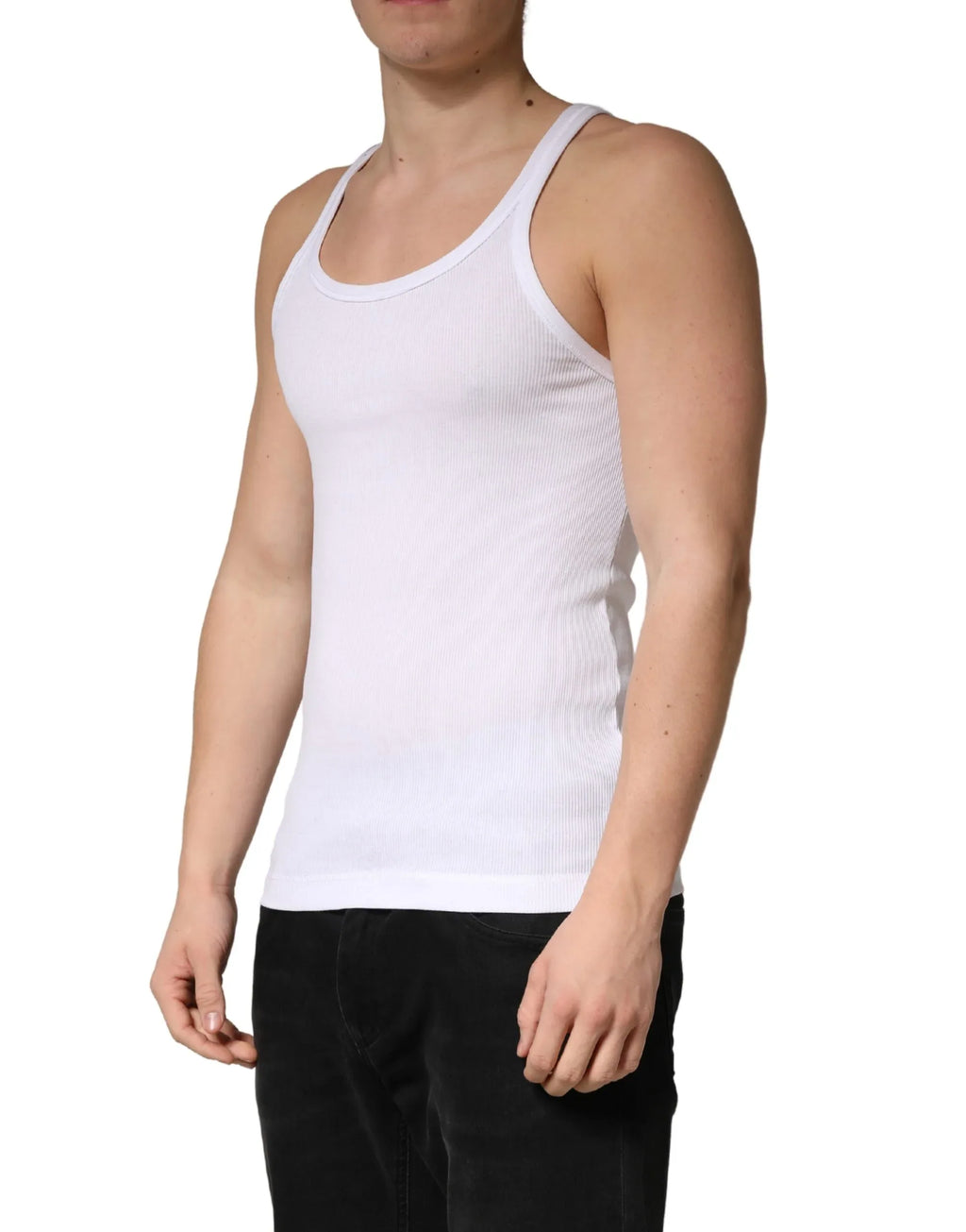 Dolce & Gabbana White Sleeveless Round Neck Tank Top T-shirt - Zeiniez