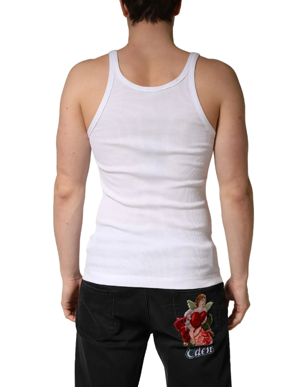 Dolce & Gabbana White Sleeveless Round Neck Tank Top T-shirt - Zeiniez
