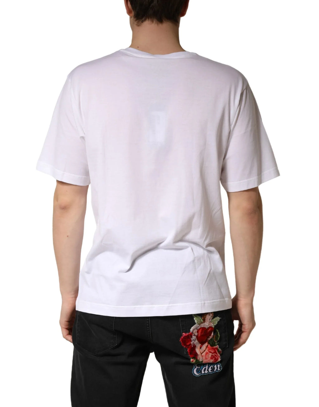 Dolce & Gabbana White Cotton Plain V-Neck Men Shirt T-shirt - Zeiniez