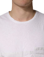 Bottega Veneta White 100% Cotton Plain Round Neck Men Shirt T-shirt - Zeiniez