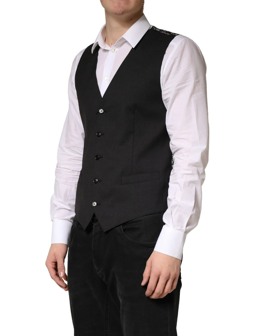 Dolce & Gabbana Black Wool Dress Men Formal Waistcoat Vest - Zeiniez