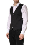 Dolce & Gabbana Black Wool Dress Men Formal Waistcoat Vest - Zeiniez