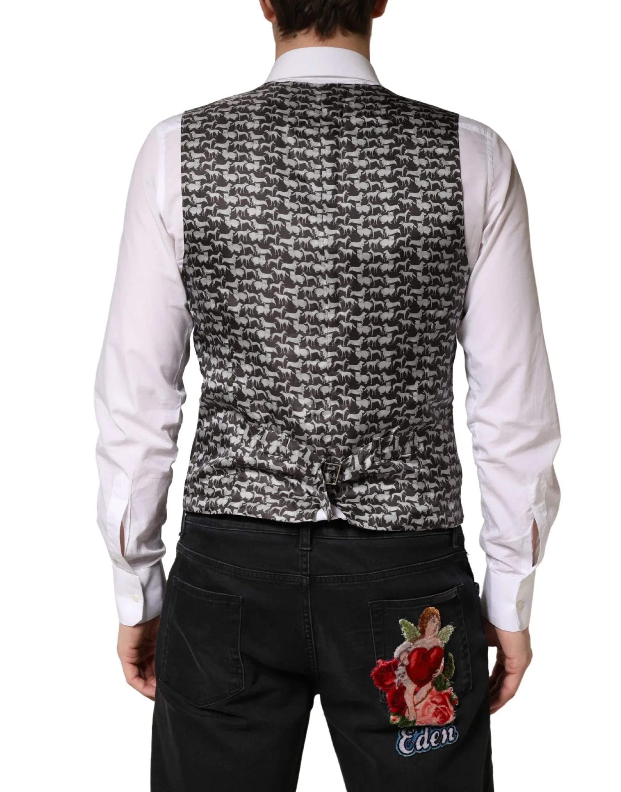 Dolce & Gabbana Black Wool Dress Men Formal Waistcoat Vest - Zeiniez