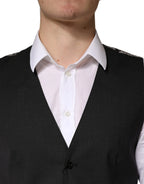 Dolce & Gabbana Black Wool Dress Men Formal Waistcoat Vest - Zeiniez