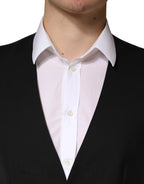 Dolce & Gabbana Black Wool Dress Men Formal Waistcoat Vest - Zeiniez