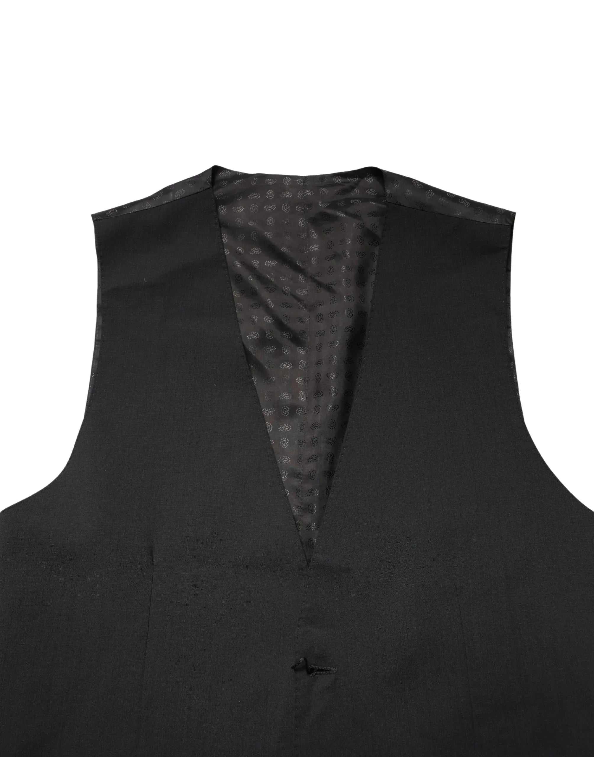 Dolce & Gabbana Black Wool Dress Men Formal Waistcoat Vest - Zeiniez