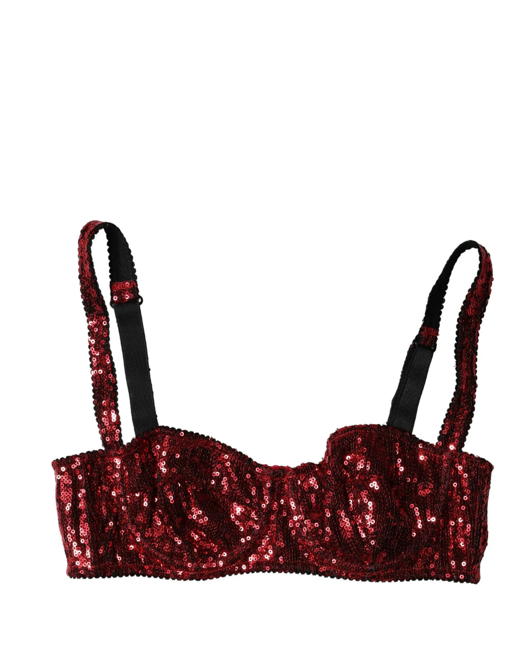 Dolce & Gabbana Red Sequined Nylon Balconnet Bra Underwear - Zeiniez
