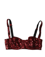 Dolce & Gabbana Red Sequined Nylon Balconnet Bra Underwear - Zeiniez