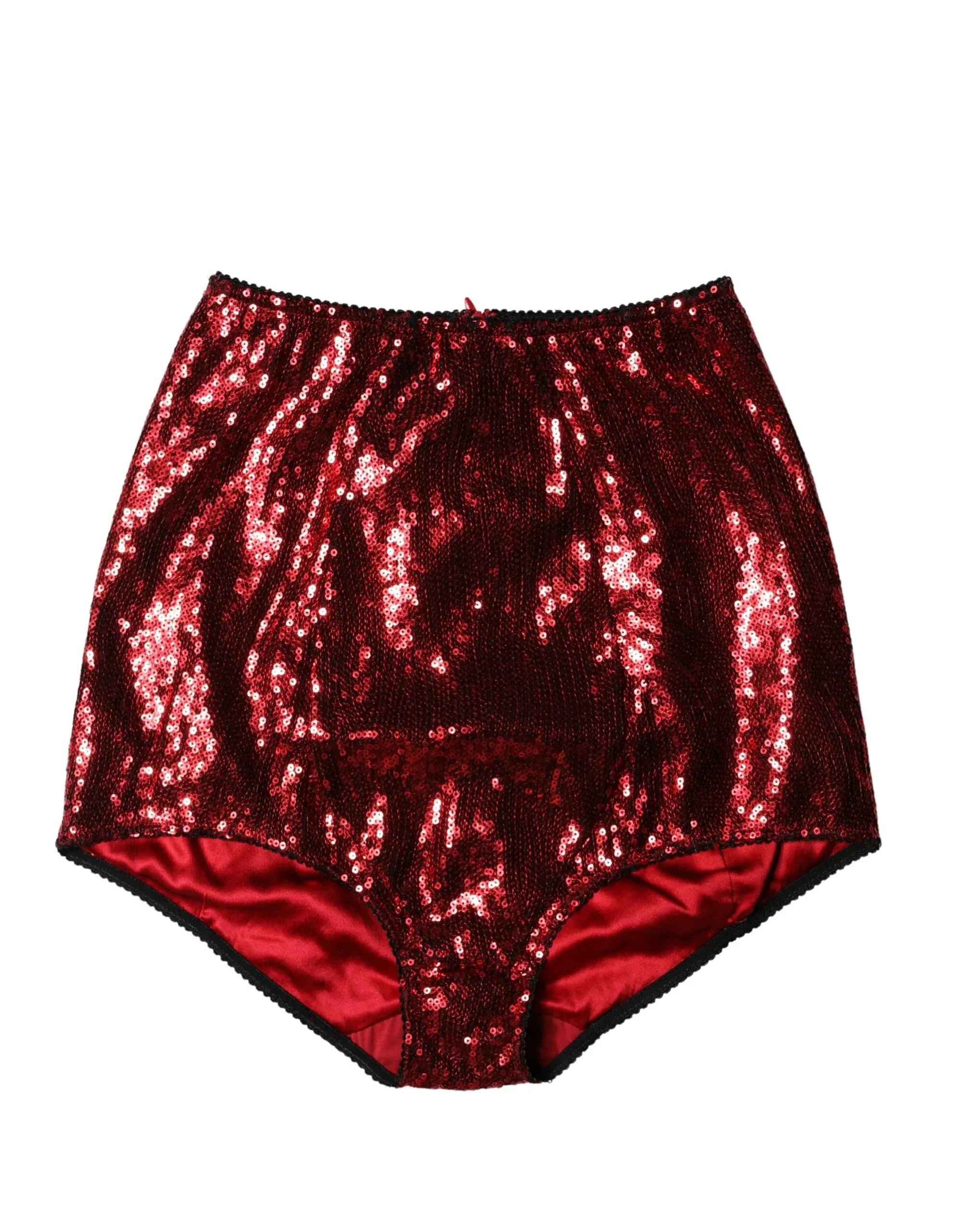 Dolce & Gabbana Red Sequin Embellished High Waist Girdle Underwear - Zeiniez