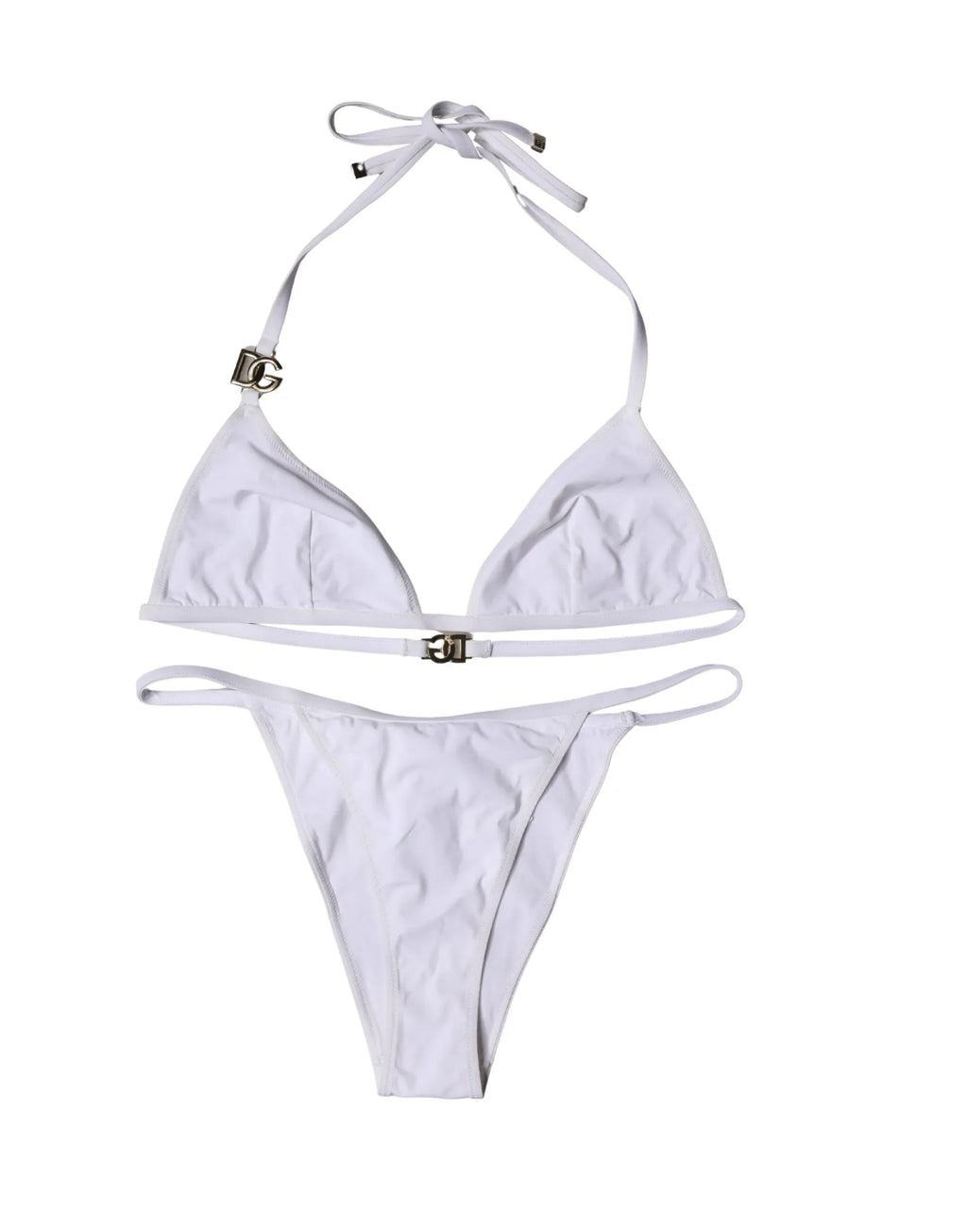 Dolce & Gabbana White Logo Swimsuit 2 Piece Top Bottom Swimwear - Zeiniez