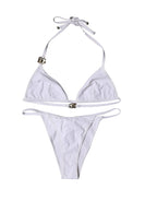 Dolce & Gabbana White Logo Swimsuit 2 Piece Top Bottom Swimwear - Zeiniez