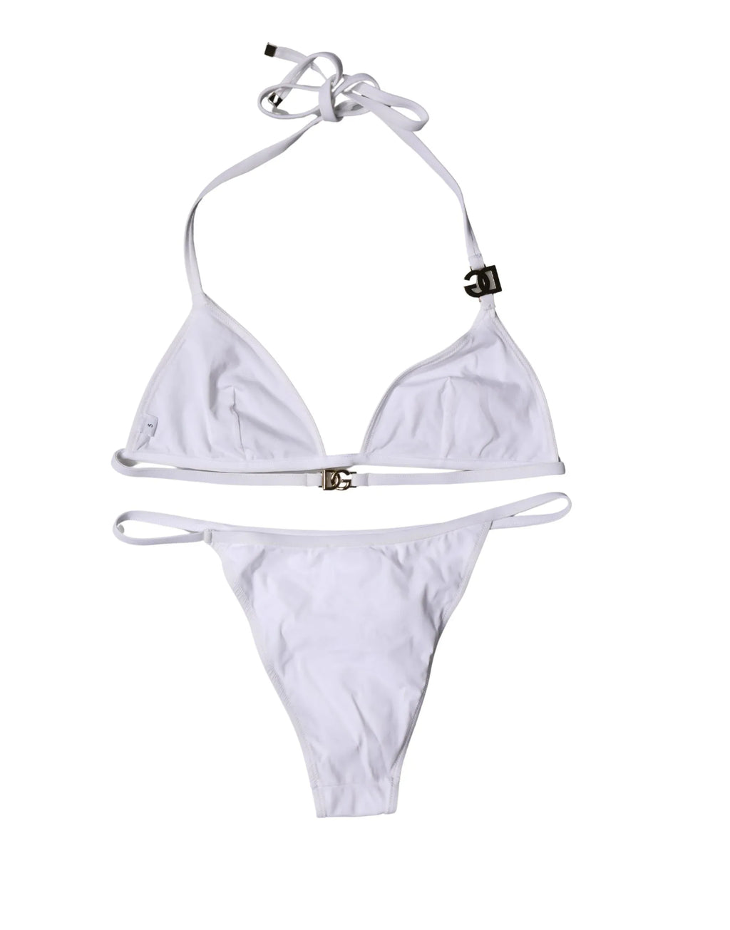 Dolce & Gabbana White Logo Swimsuit 2 Piece Top Bottom Swimwear - Zeiniez