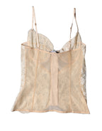 Dolce & Gabbana Beige Floral Lace Corset Lingerie Underwear