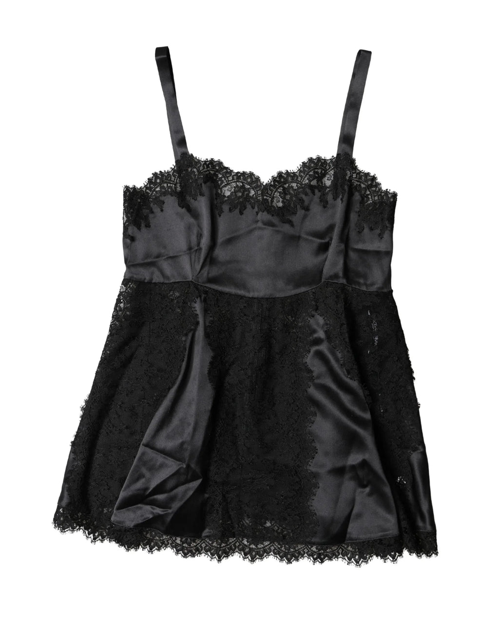 Dolce & Gabbana Black Silk Lace Trim Lingerie Top Underwear - Zeiniez