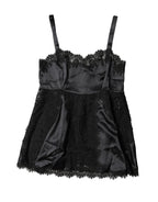 Dolce & Gabbana Black Silk Lace Trim Lingerie Top Underwear - Zeiniez