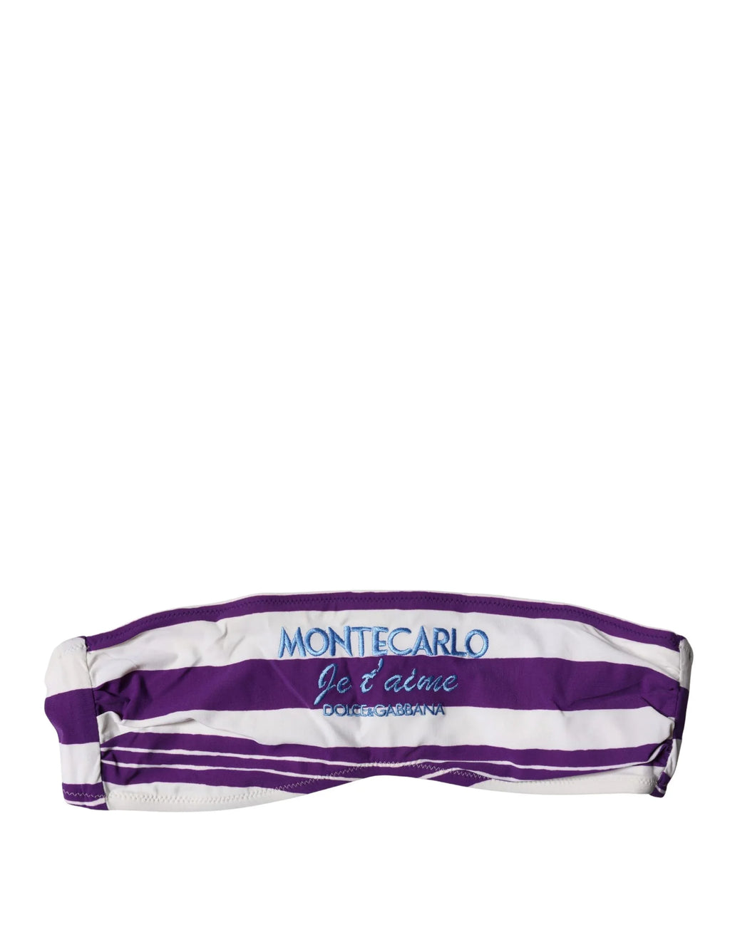 Dolce & Gabbana Purple White Stripes Nylon Bandeau Swimwear - Zeiniez