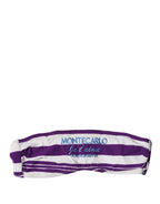 Dolce & Gabbana Purple White Stripes Nylon Bandeau Swimwear