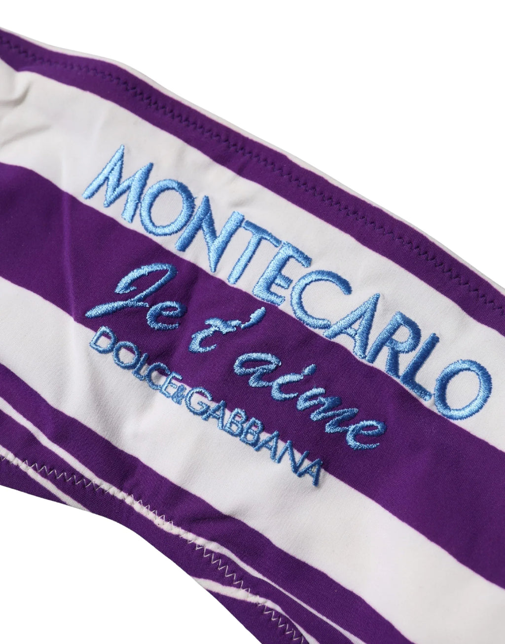 Dolce & Gabbana Purple White Stripes Nylon Bandeau Swimwear - Zeiniez