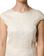 Dolce & Gabbana White Lace Viscose Sheath Long Gown Dress - Zeiniez