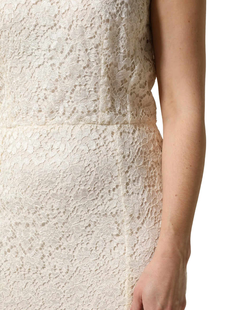 Dolce & Gabbana White Lace Viscose Sheath Long Gown Dress - Zeiniez