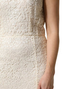 Dolce & Gabbana White Lace Viscose Sheath Long Gown Dress - Zeiniez