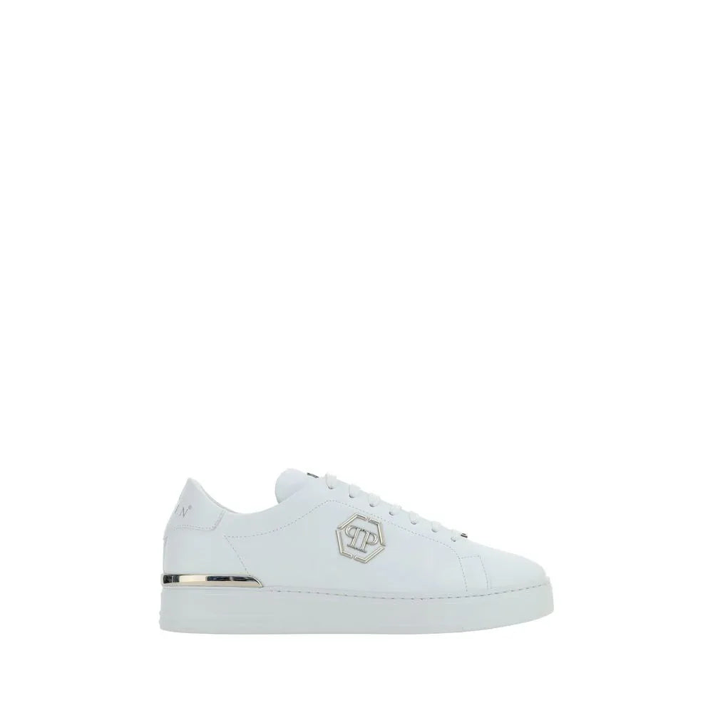 Philipp Plein White Calf Leather Bos Taurus Low Top Sneakers - Zeiniez