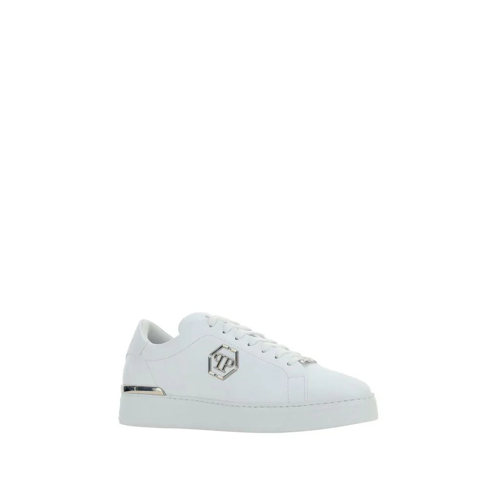 Philipp Plein White Calf Leather Bos Taurus Low Top Sneakers - Zeiniez