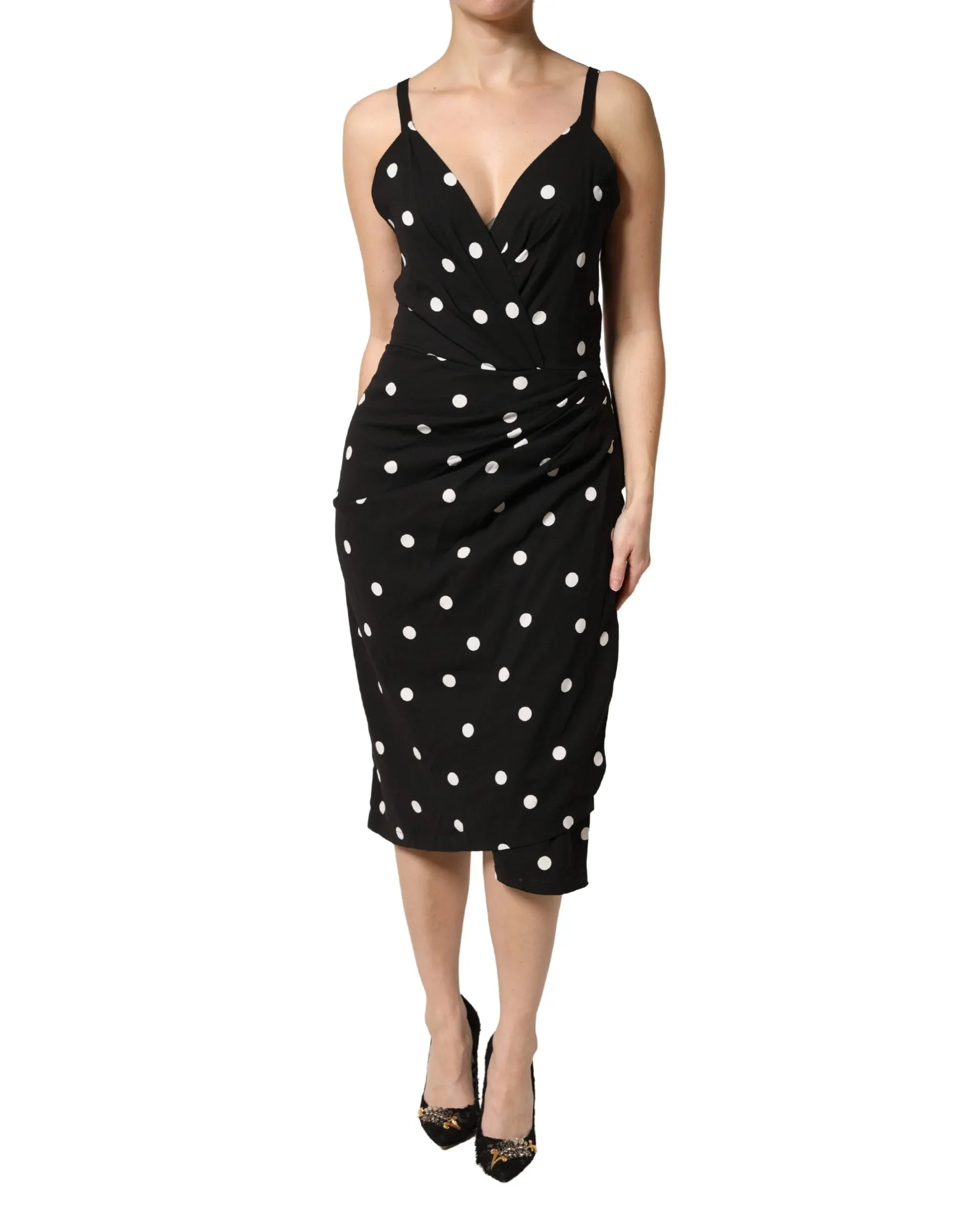 Dolce & Gabbana Black Polka Dotted Viscose Sheath Dress - Zeiniez