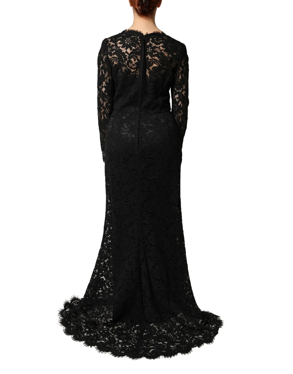 Dolce & Gabbana Black Lace Long Sleeves Cotton Maxi Dress - Zeiniez