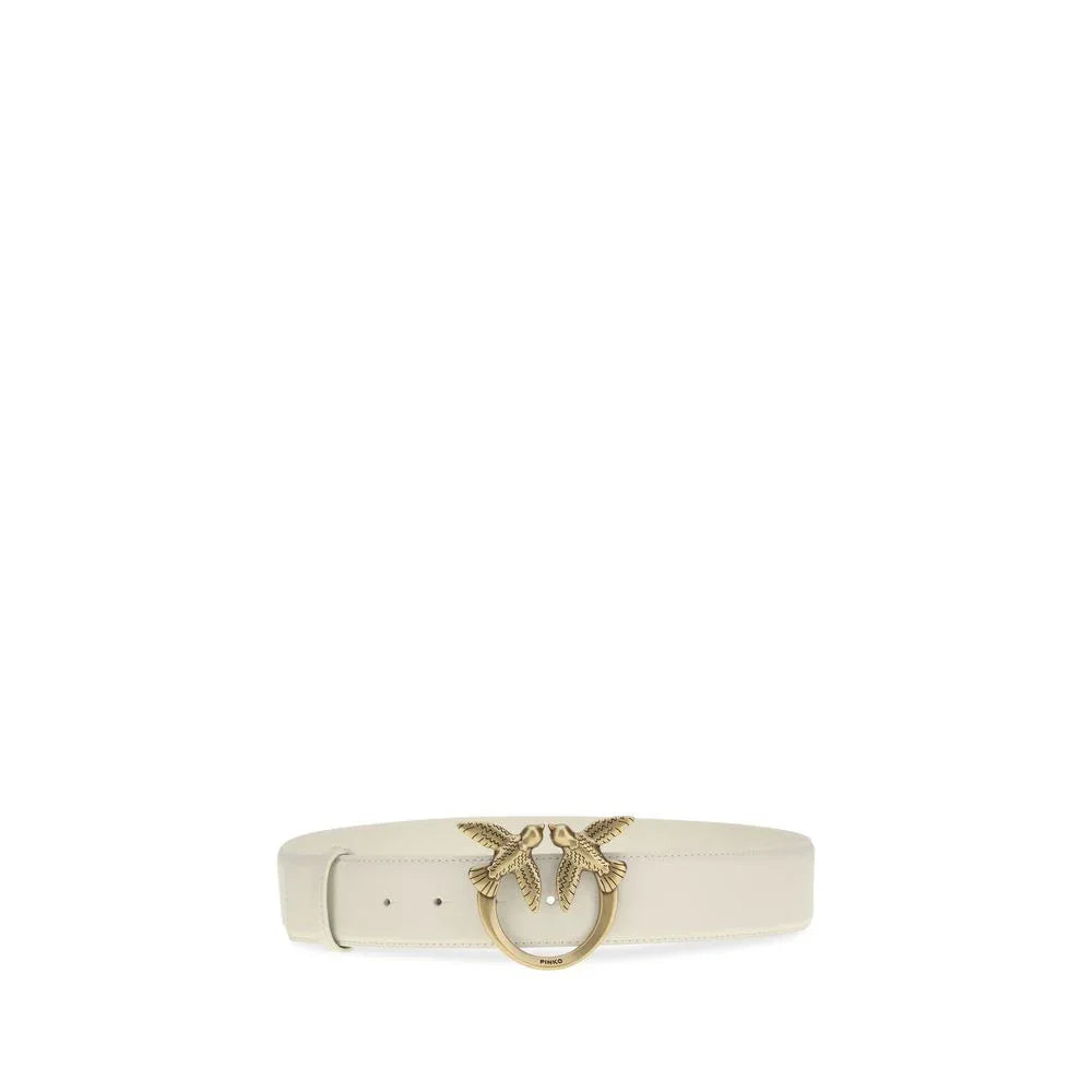 PINKO White Calf Leather Bos Taurus Regular Belt - Zeiniez