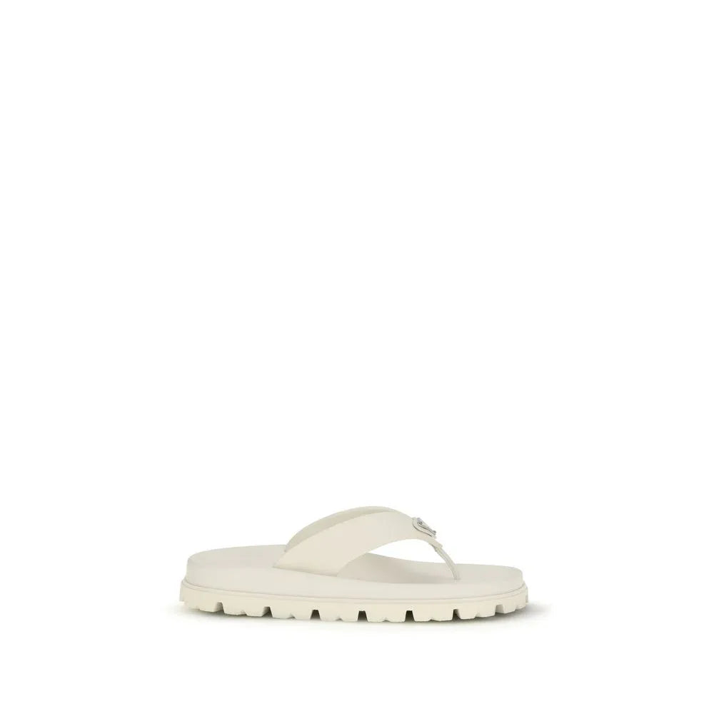 Prada White Rubber Flip-Flop Sandals - Zeiniez