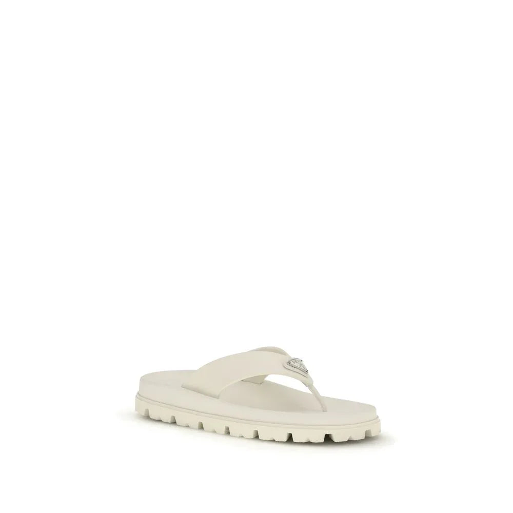Prada White Rubber Flip-Flop Sandals - Zeiniez