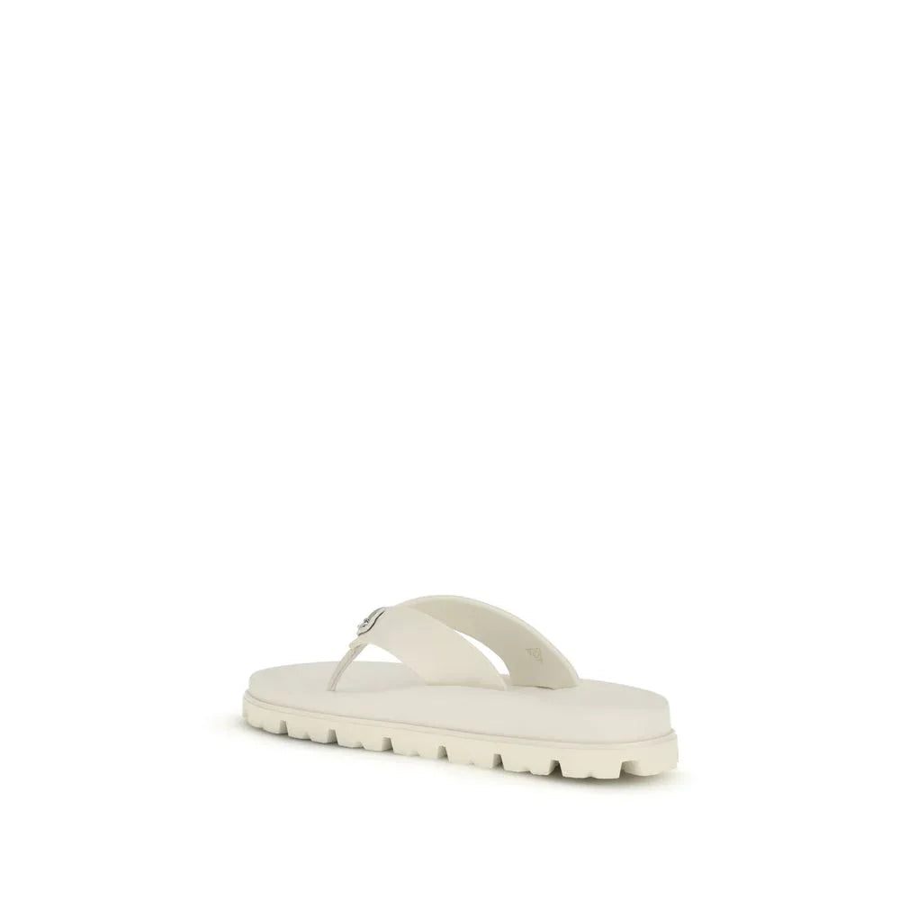 Prada White Rubber Flip-Flop Sandals - Zeiniez