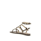 Valentino Garavani Brown Calf Leather Bos Taurus Strap-On Sandals - Zeiniez
