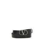 Valentino Garavani Black Calf Leather Bos Taurus Regular Belt - Zeiniez