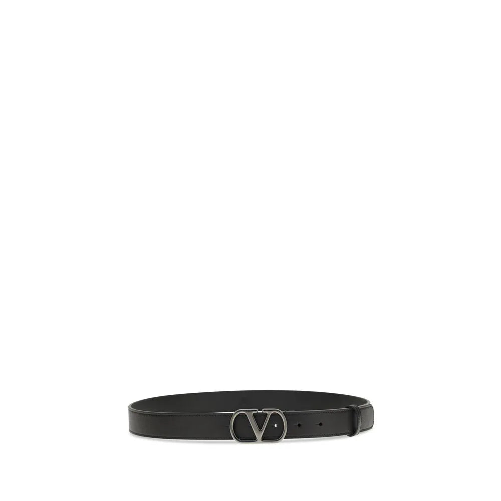 Valentino Garavani Black Calf Leather Bos Taurus Regular Belt - Zeiniez