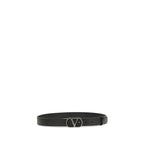 Valentino Garavani Black Calf Leather Bos Taurus Regular Belt - Zeiniez
