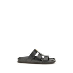 Valentino Garavani Black Calf Leather Bos Taurus Sandals - Zeiniez