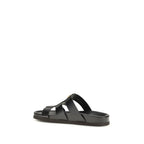Valentino Garavani Black Calf Leather Bos Taurus Sandals - Zeiniez