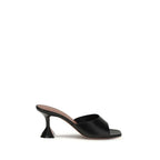 Amina Muaddi Black Calf Leather Bos Taurus Stiletto Heel Sandals - Zeiniez
