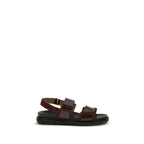 Marni Black Calf Leather Bos Taurus Strap-On Sandals - Zeiniez