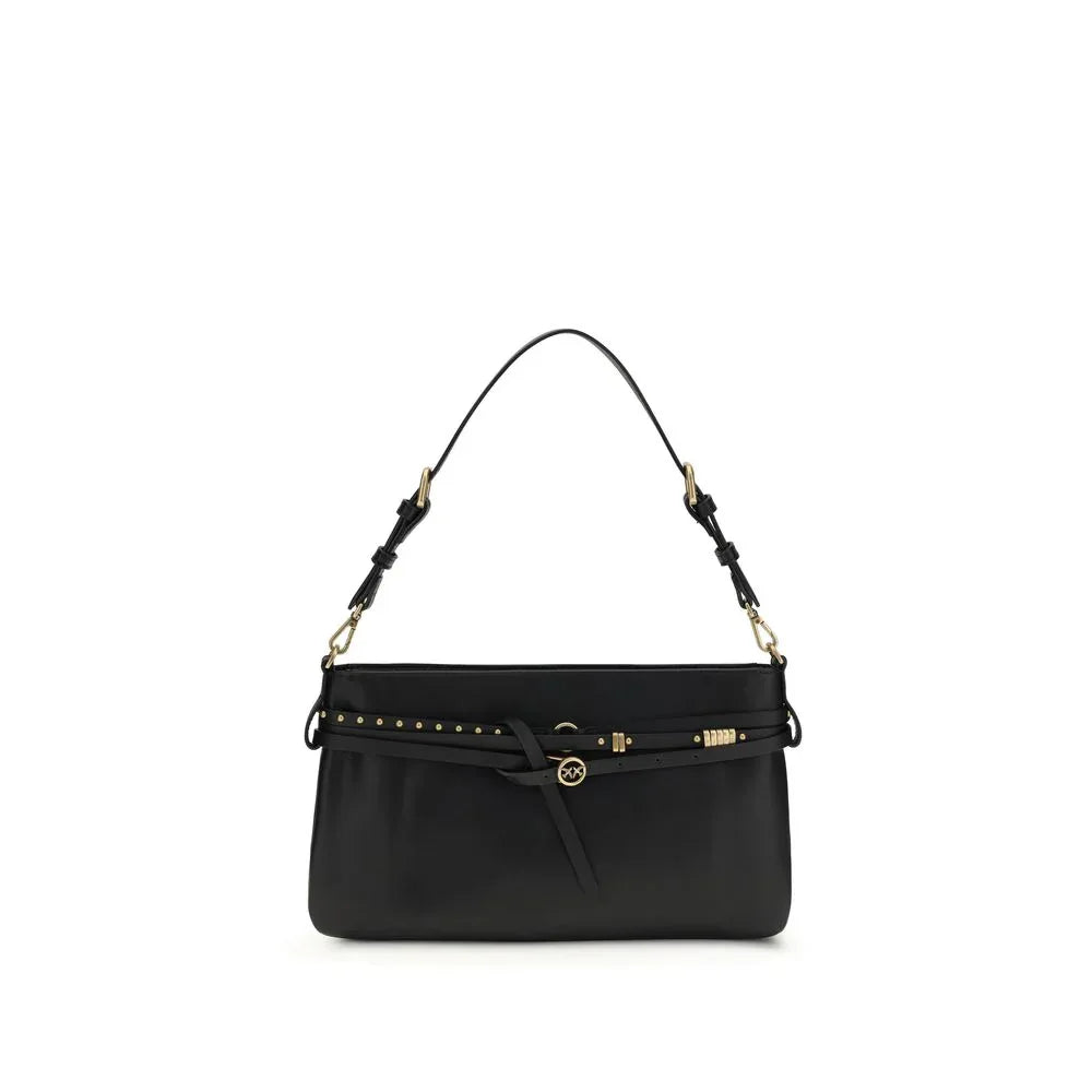 PINKO Black Calf Leather Bos Taurus Shoulder Bag - Zeiniez