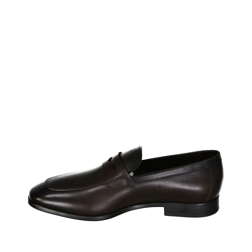 Salvatore Ferragamo Brown Leather Slip-On Loafers - Zeiniez