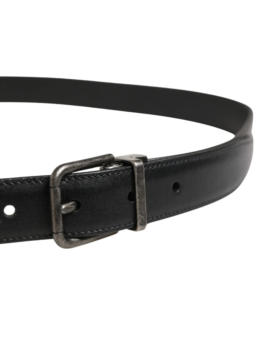 Dolce & Gabbana Men Black Classic Leather Metal Buckle Belt - Zeiniez